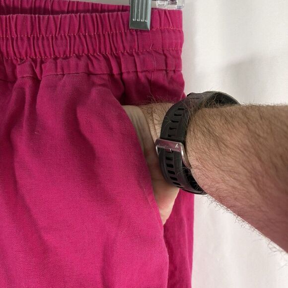 J. Crew Linen Blend Pants Women's 0 Pink Pull On Drawstring Pockets Mid Rise - Picture 4 of 7